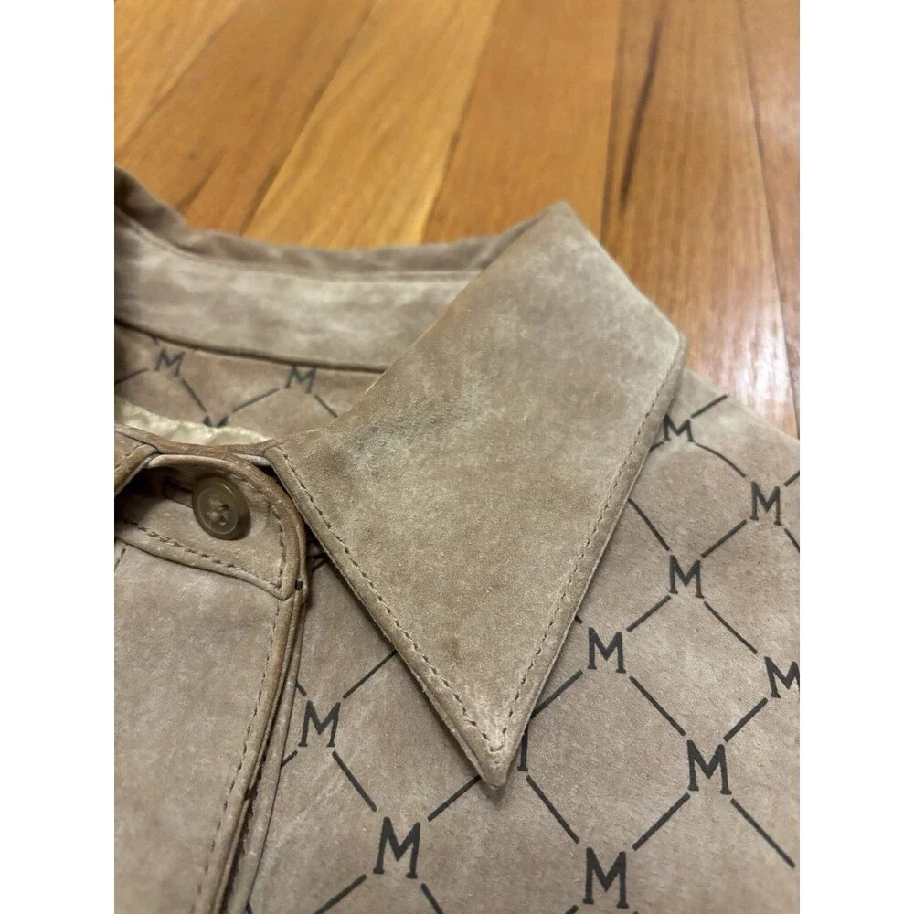 Wilsons Leather Maxima Vintage Monogram Suede Dress Trenchcoat Belted Brown S - Picture 10 of 16